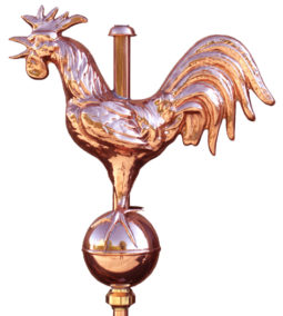 18 101 – 18 102 – Coq gaulois cuivre avec boule sur galets bronze