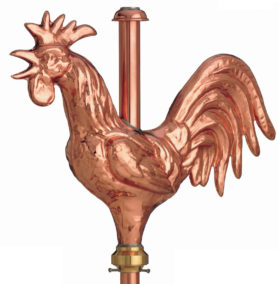 18 105 – 18 106 – Copper Gallic style rooster on bronze rollers