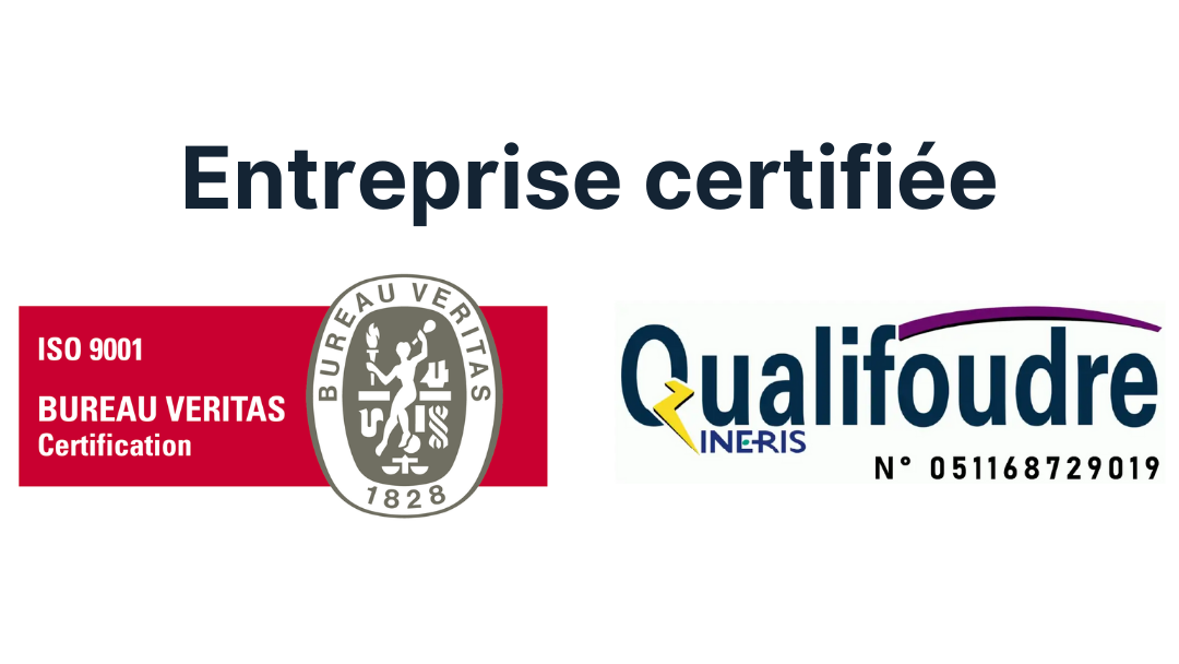 Logo entreprise certifiée Qualifoudre et ISO 9001